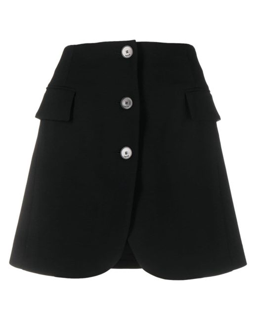 Lanvin Black Button-front Virgin-wool Miniskirt