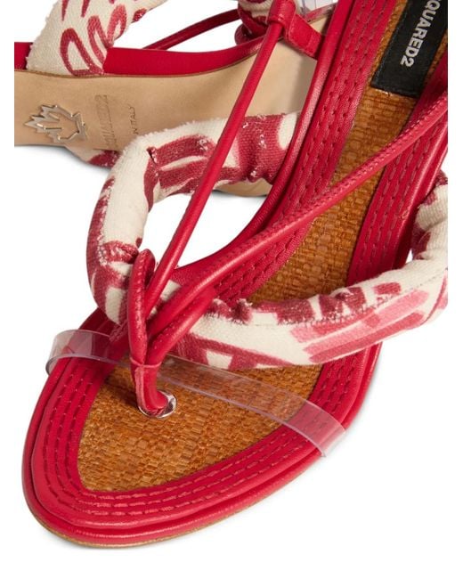DSquared² Red Rebel Hibiscus Heeled Sandals
