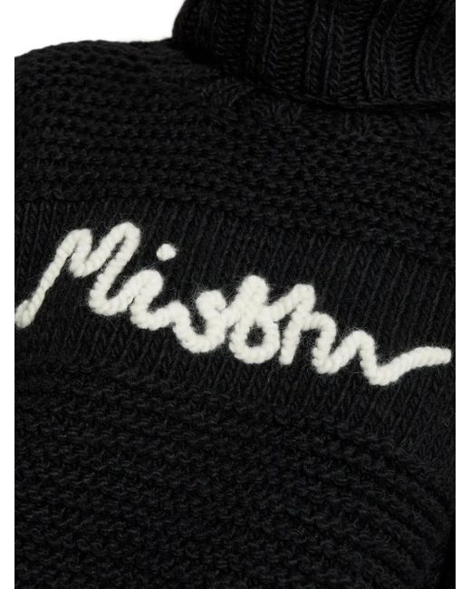 M I S B H V Black Roll-Neck Logo-Detail Sweater