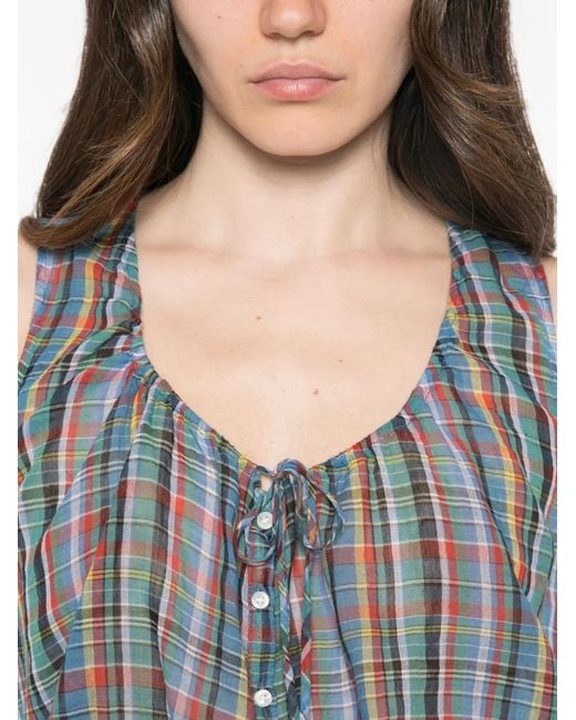 Doen Blue Theo Plaid Blouse
