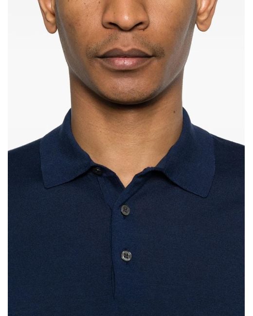 Drumohr Blue Buttoned Polo Shirt for men