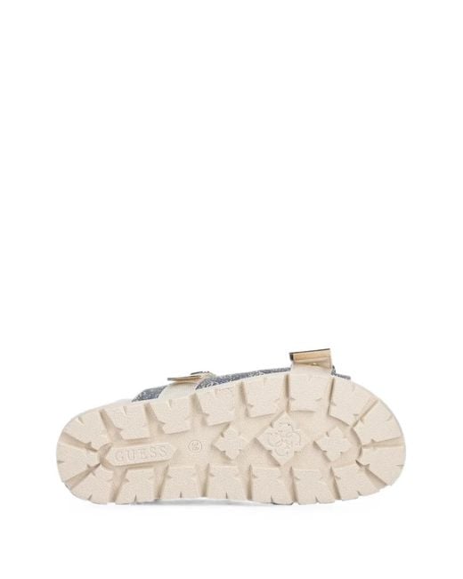 Guess White Faxona Logo-Print Buckle-Fastening Sandals