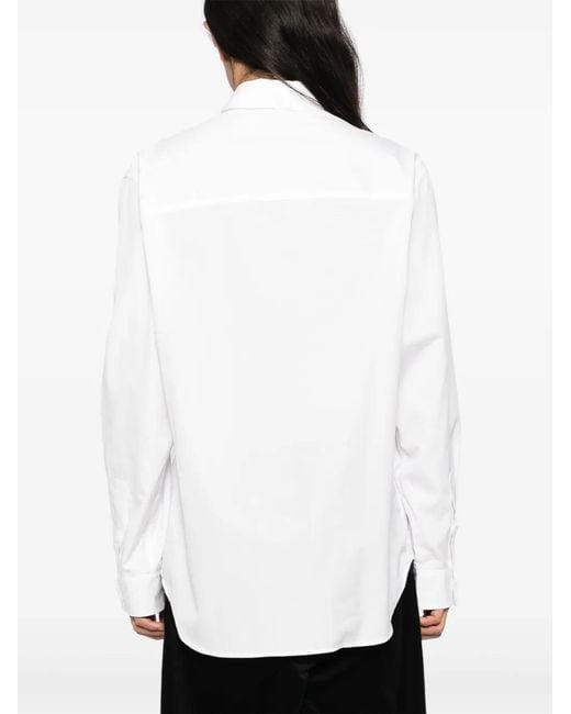 Yohji Yamamoto White Chain-Stitch String-Collar Shirt for men