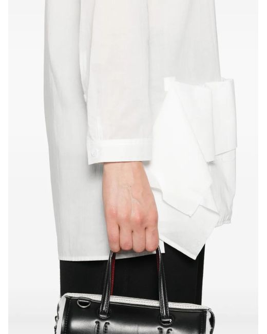 Y's Yohji Yamamoto White Panel-Appliqué Cotton Shirt