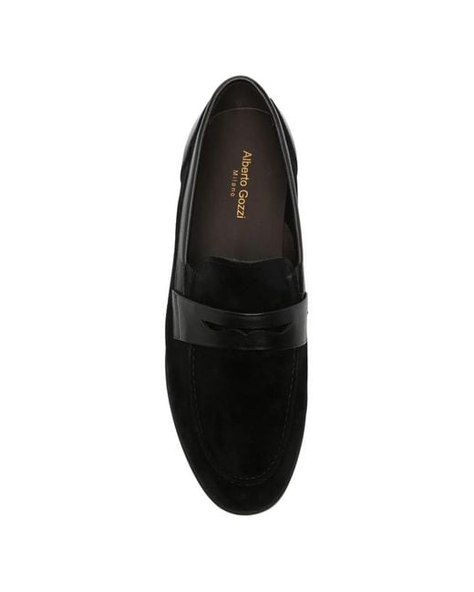 Alberto Gozzi Black Penny-Slot Loafers for men