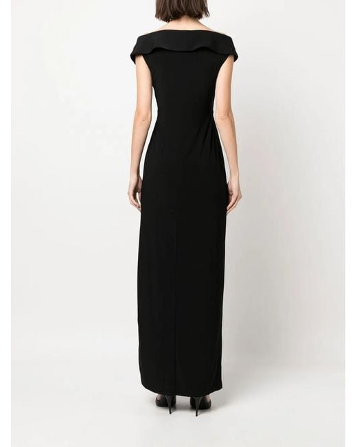 Ralph Lauren Black Sleeveless Pinched-Waist Gown