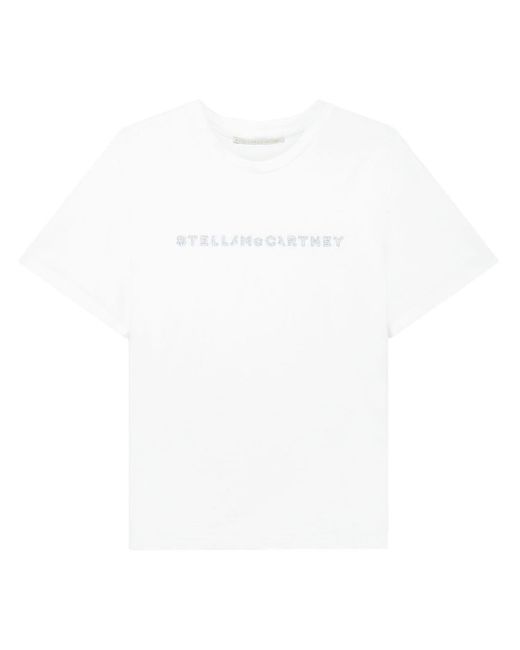 Camiseta con logo y detalles de cristal Stella McCartney de color White
