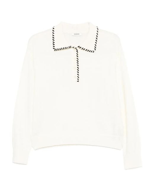Sandro Polotop Met Gevlochten Afwerking in het White