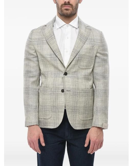 Corneliani Gray Circle Check-Pattern Blazer for men