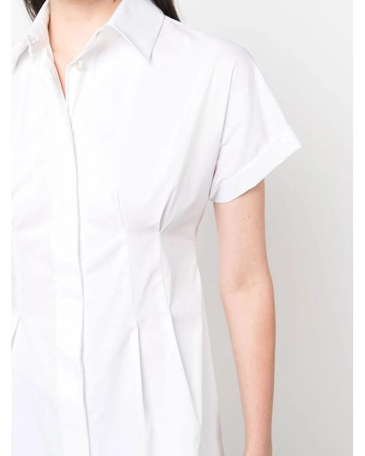 Blanca Vita White Short-Sleeve Cotton Shirtdress
