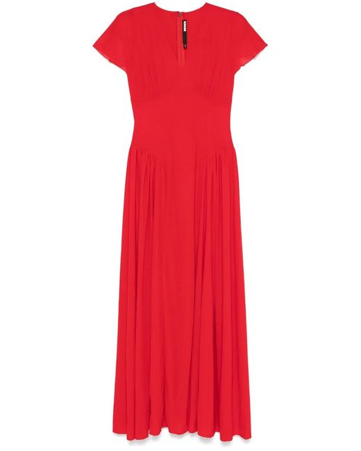 ROTATE BIRGER CHRISTENSEN Red Maxi V-Ausschnitt Kleid