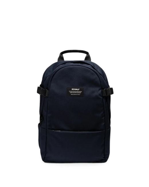 Ecoalf Blue Bergen Logo-Patch Buckle-Strap Backpack for men