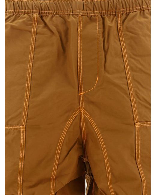 Brain Dead Brown Triple-Needle Panel Shorts for men