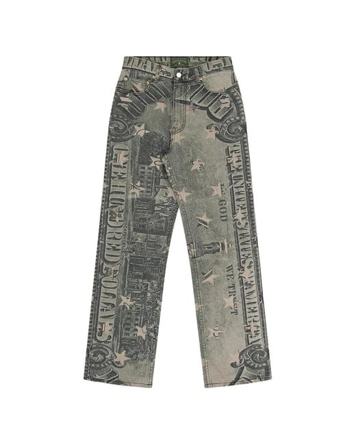 DENIM TEARS Gray Dollar-Print Jeans for men