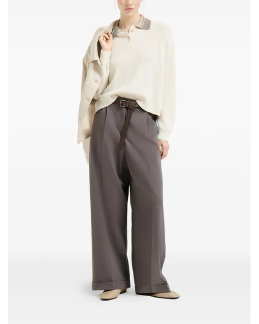 Brunello Cucinelli Gray Wide Track Trousers
