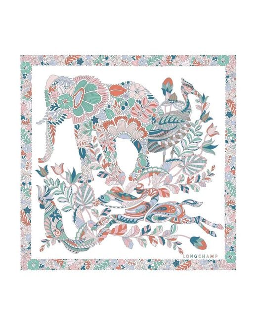 Longchamp Green Forêt Silk Scarf