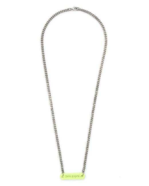 Palm Angels Metallic Logo-Plate Necklace for men