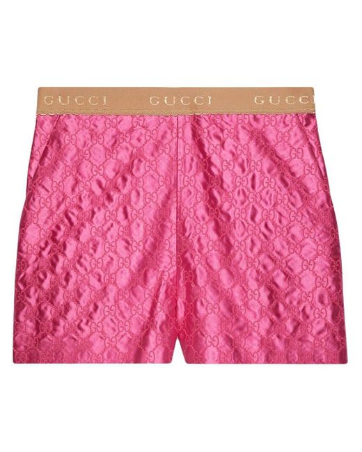 Gucci Pink Silk Embroidered Shorts