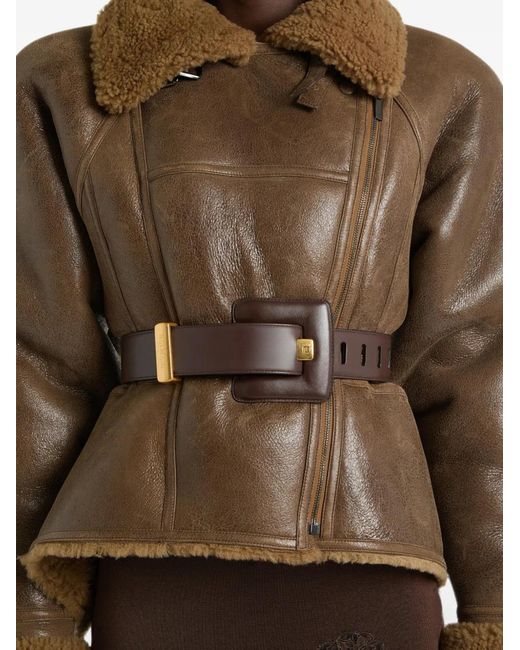 Balmain Brown Anthem Smooth-Leather Belt