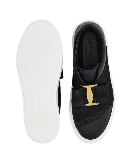 Ferragamo Black Bow Gancio Slip-On Sneakers