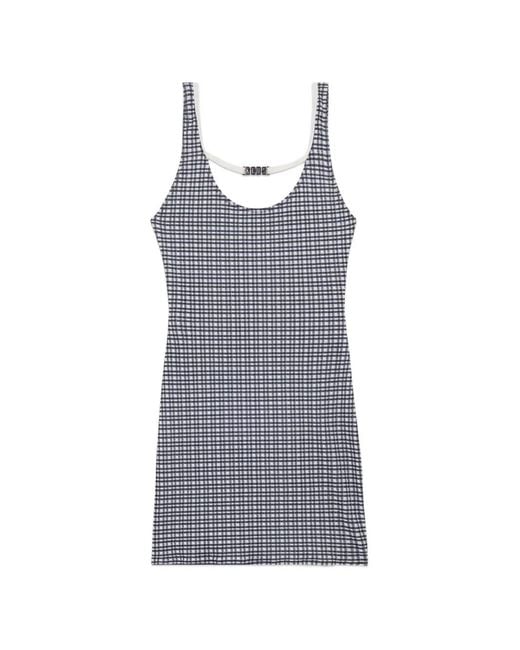 Gcds Gray Gingham-Pattern Mini Dress