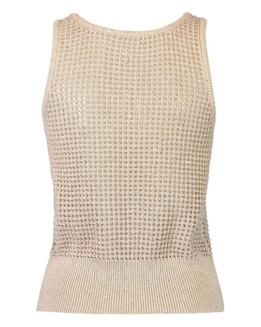 Brunello Cucinelli Natural Scoop-Neck Top