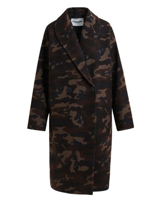 Essentiel Antwerp Black Imperfection Double-Breasted Coat