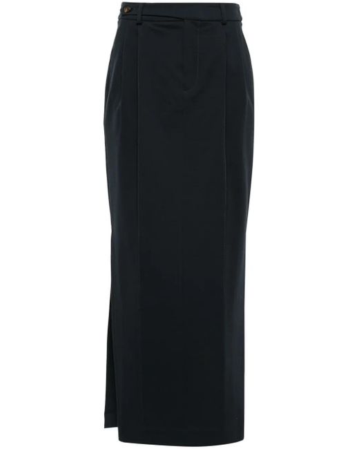 Brunello Cucinelli Black Pleat-Detailing Pencil Skirt