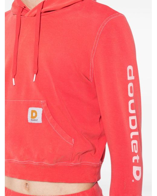 Doublet Red Cropped Cotton-blend Hoodie for men