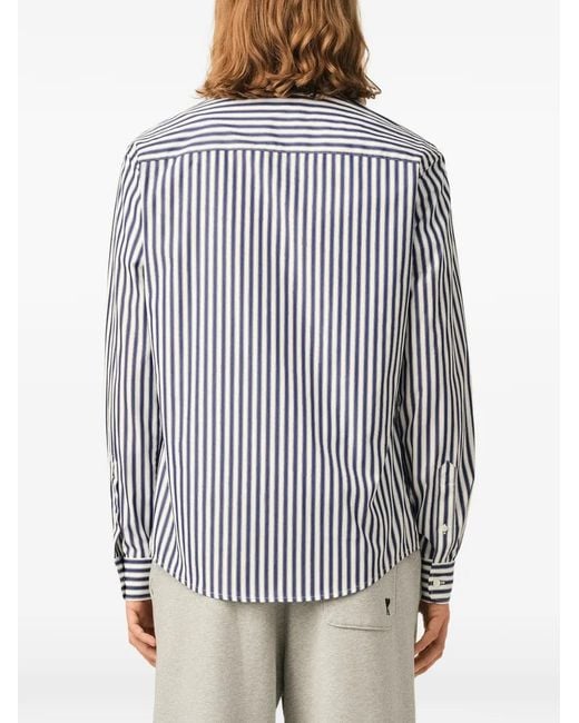 AMI White Striped Cotton Shirt With Ami De Coeur