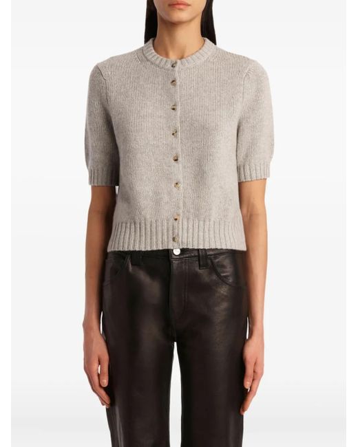 Khaite Gray Short-Sleeve Button-Up Cardigan
