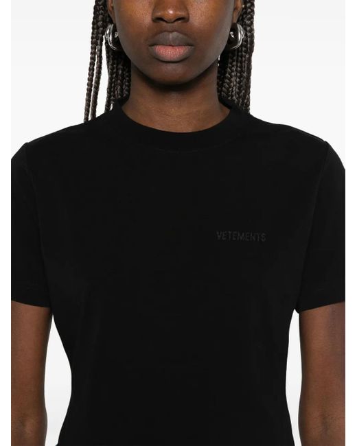 Vetements Black Logo-Embroidered T-Shirt