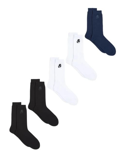 Karl Lagerfeld Kameo Socken mit Logo (5er-Set) in White für Herren