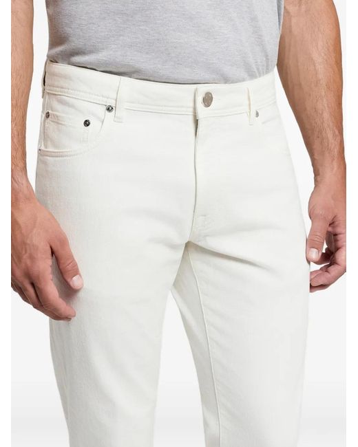Peserico White Back-Patch Trousers for men