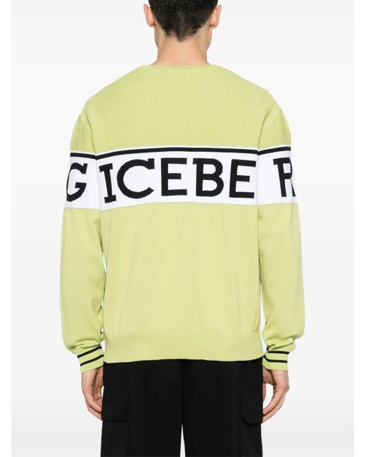 Iceberg Green Jacquard-Logo Cotton Sweatshirt for men