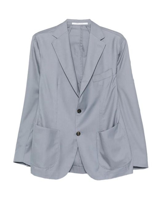 Eleventy Blue Patch-Pocket Single-Breasted Blazer for men