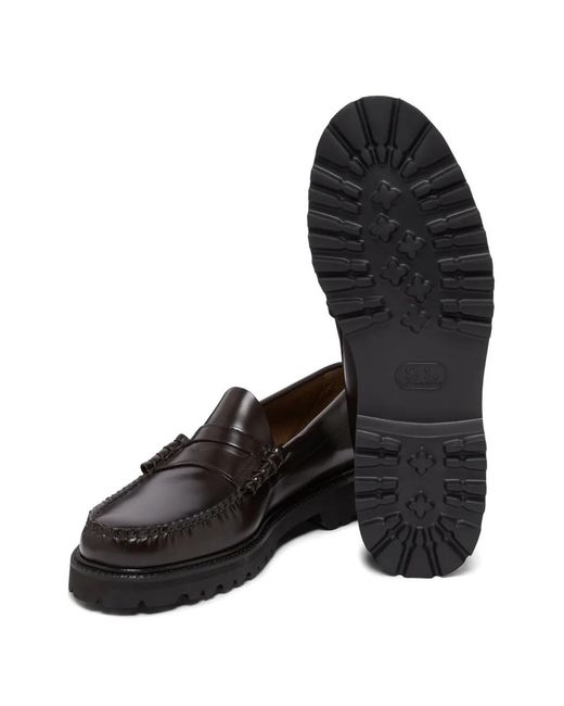 G.H.BASS Black Weejuns Lug Larson Penny Loafers for men