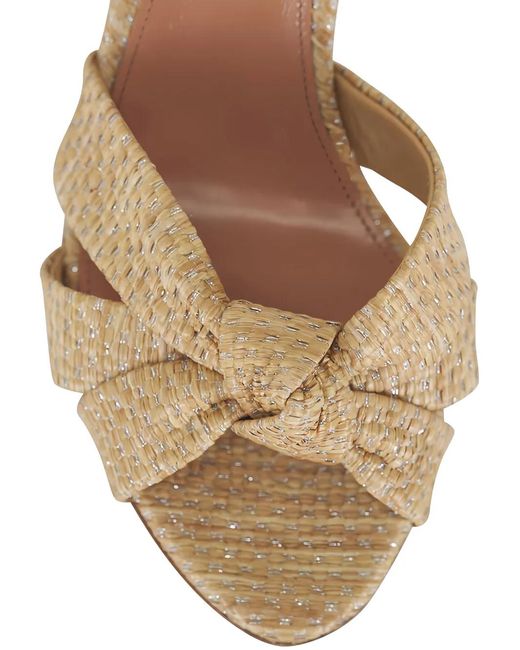Aquazzura Metallic Knot-Detail Block-Heel Sandals
