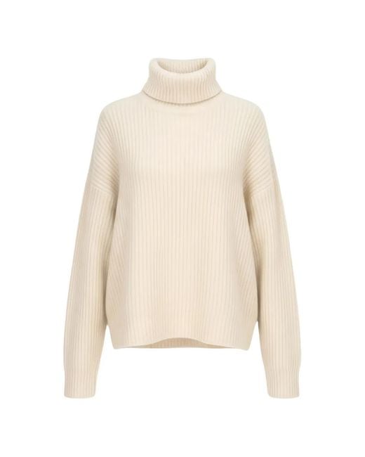 Isaia White Ribbed-Knit Roll-Neck Sweater