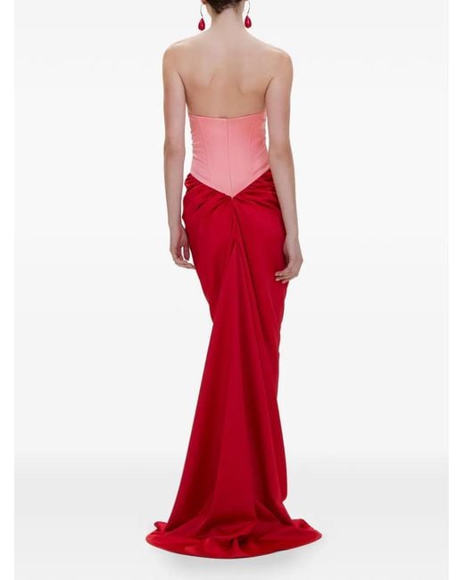 V:PM ATELIER Red Flavia Corset-Style Draped Maxi Dress