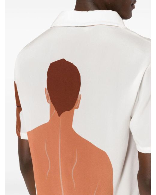 Amir Slama Pink Graphic-print Silk Shirt for men