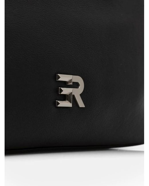 ERMANNO FIRENZE Black Logo-Plaque Pebbled-Leather Tote Bag