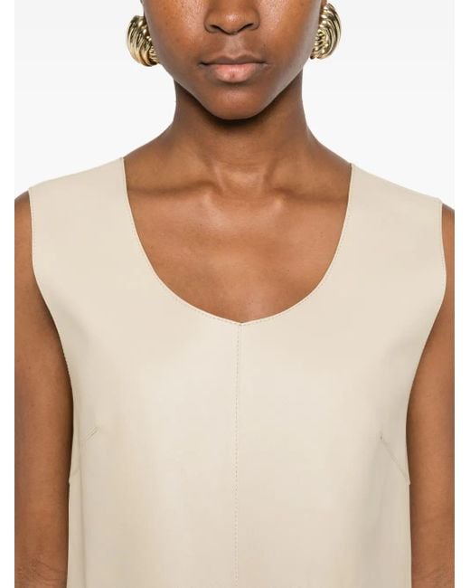 Totême  Natural Scoop-Neck Leather Top