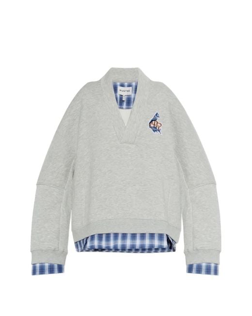 Munthe Gray Nash Layered-Effect Logo-Patch Sweatshirt