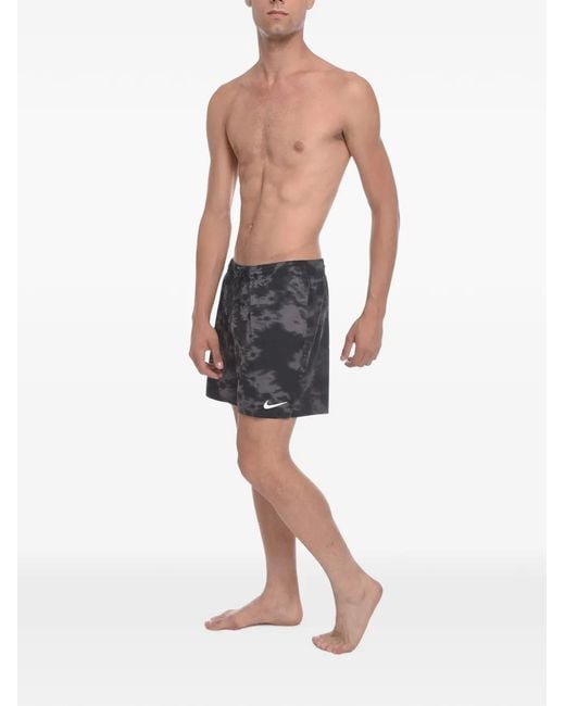 Nike White Acid-Wash Logo-Print Swim Shorts for men