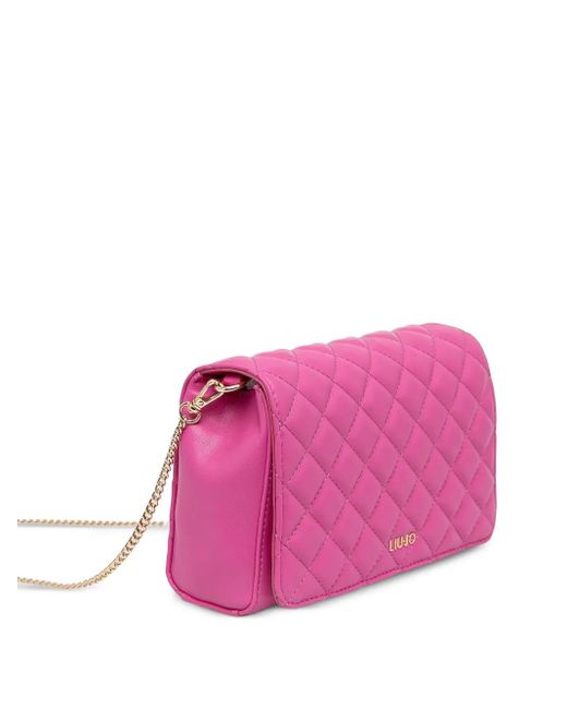 Liu Jo Pink Quilted Chain-Strap Cross Body Bag