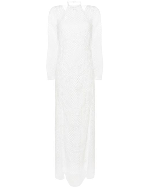 Alberta Ferretti Maxi-jurk Met Kant in het White