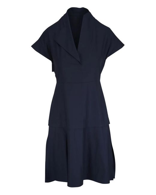 Zero + Maria Cornejo Blue V-Neck Cotton Dress