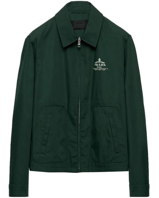 Prada Green Cotton-blend Logo Jacket for men