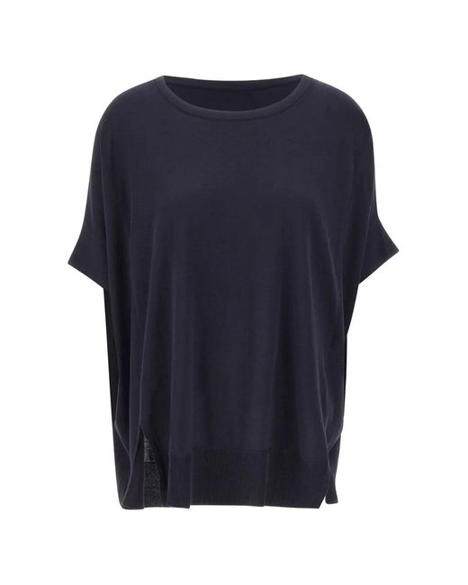 Elena Miro Blue Ribbed Crew Neck Jumper